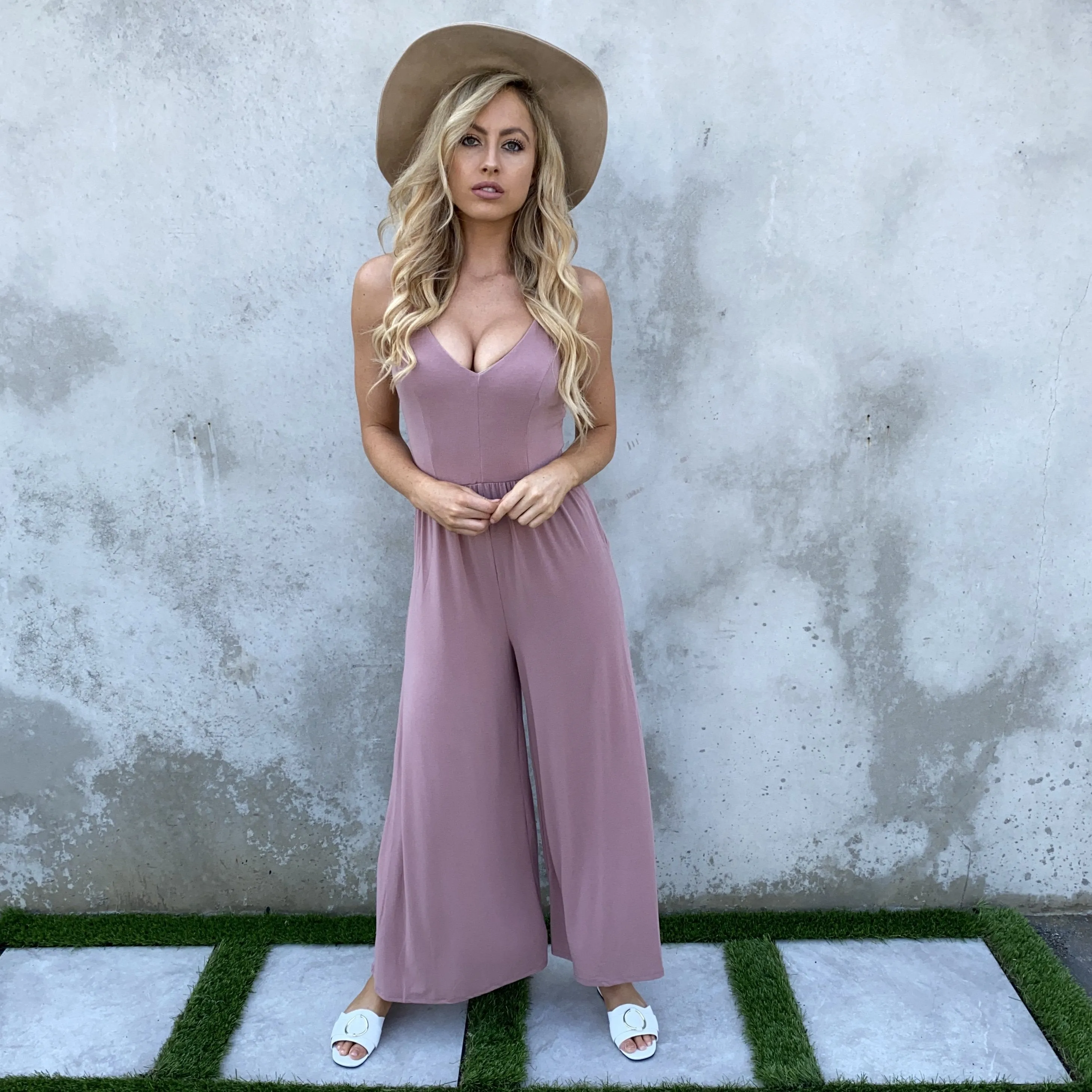 Sweetpea Mauve Pink Jersey Jumpsuit