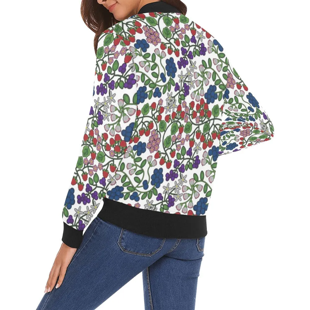 Takwakin Harvest White All Over Print Bomber Jacket for Women