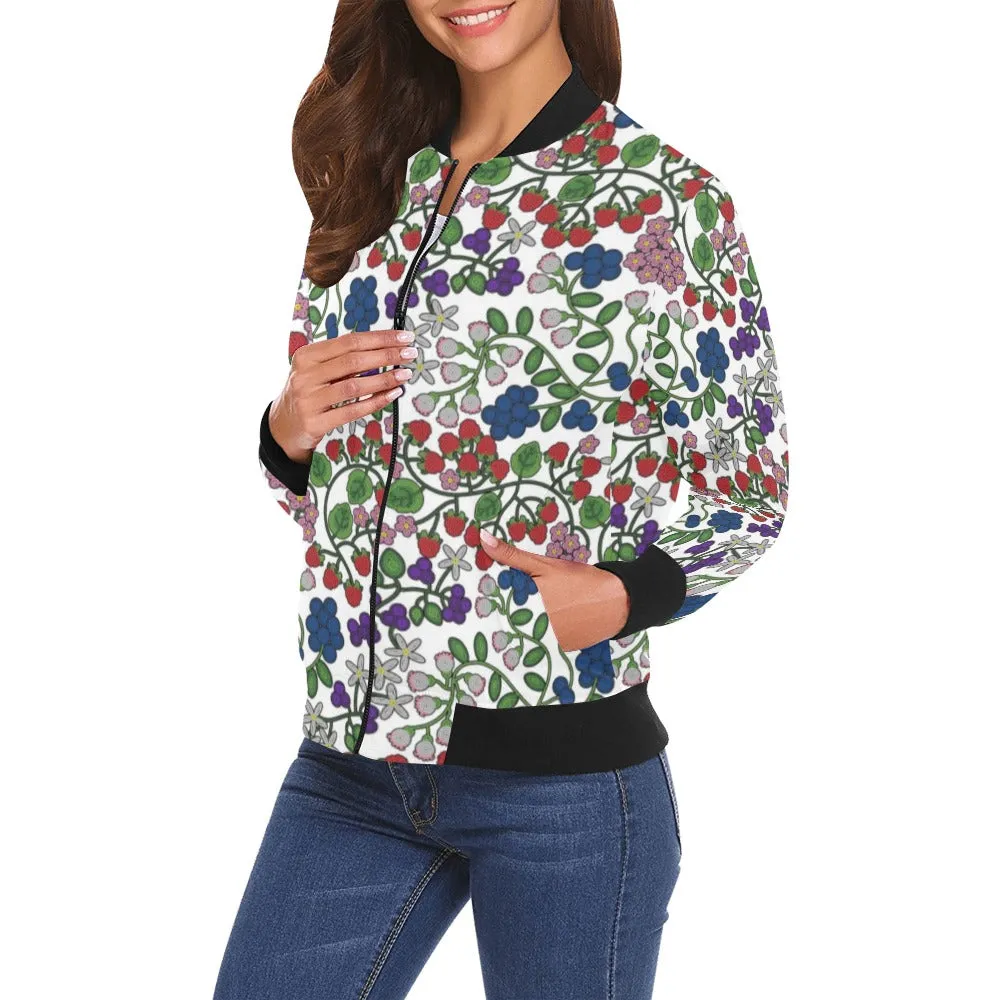 Takwakin Harvest White All Over Print Bomber Jacket for Women