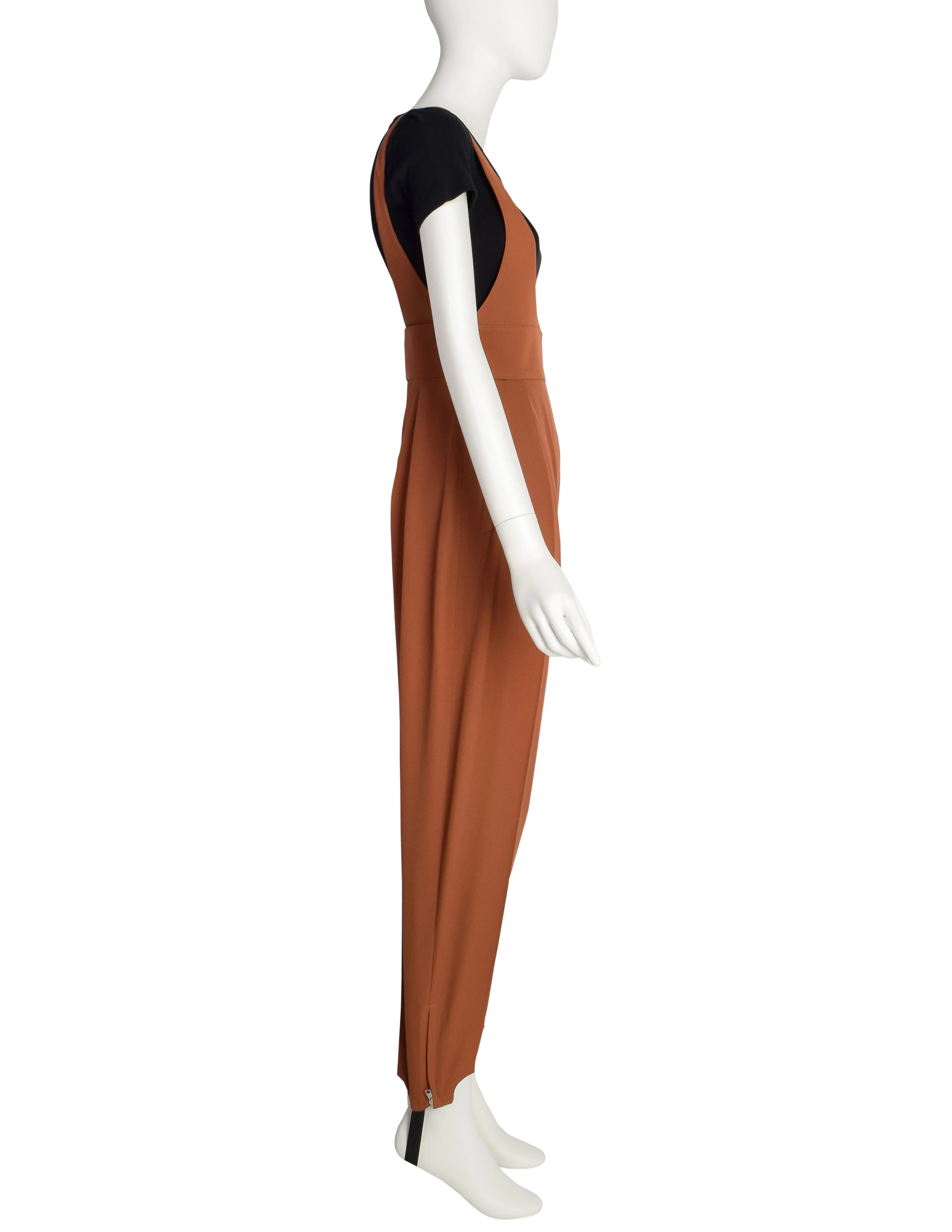 Thierry Mugler Vintage 1980s Terracotta Wool Pinafore Jumpsuit