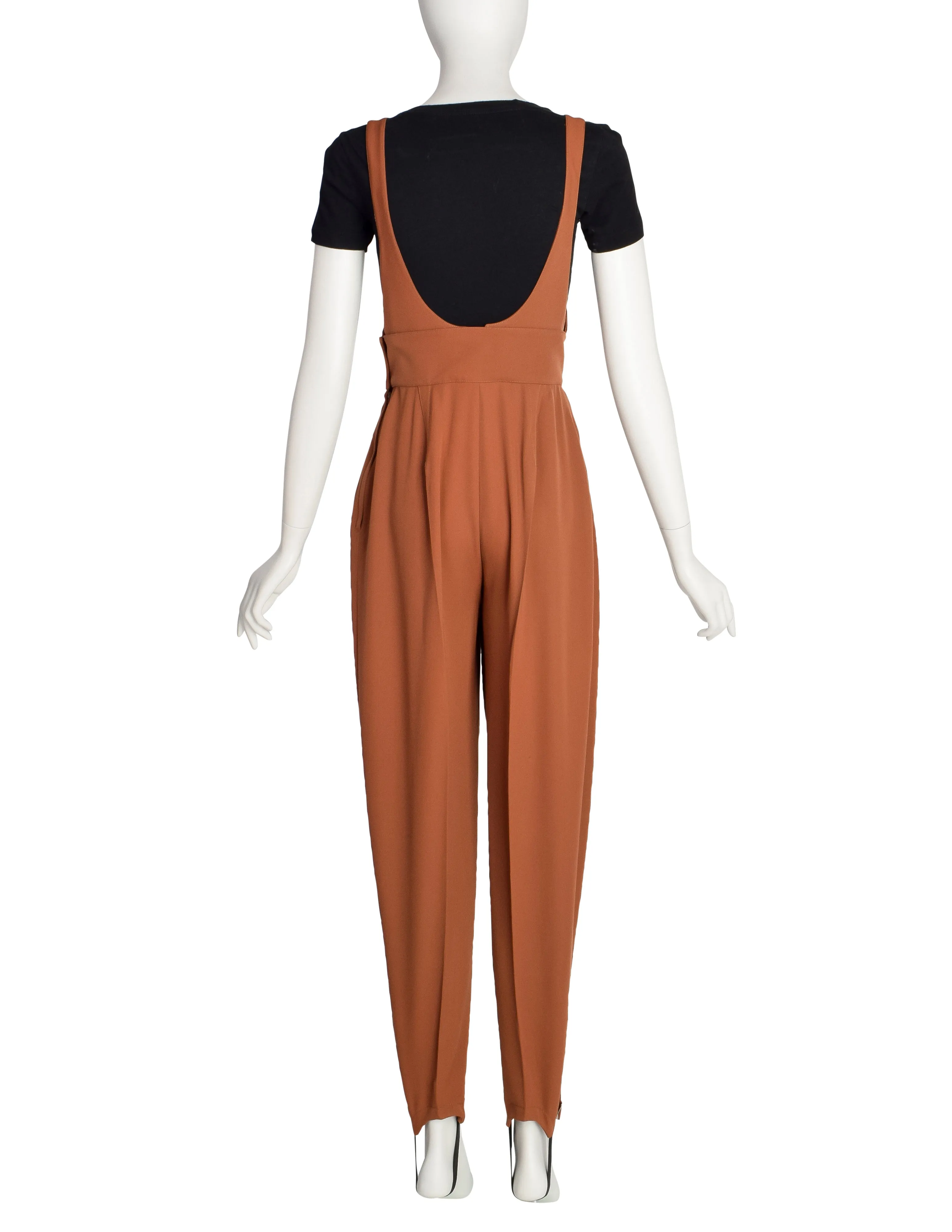 Thierry Mugler Vintage 1980s Terracotta Wool Pinafore Jumpsuit