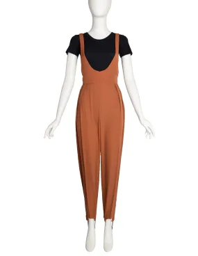 Thierry Mugler Vintage 1980s Terracotta Wool Pinafore Jumpsuit