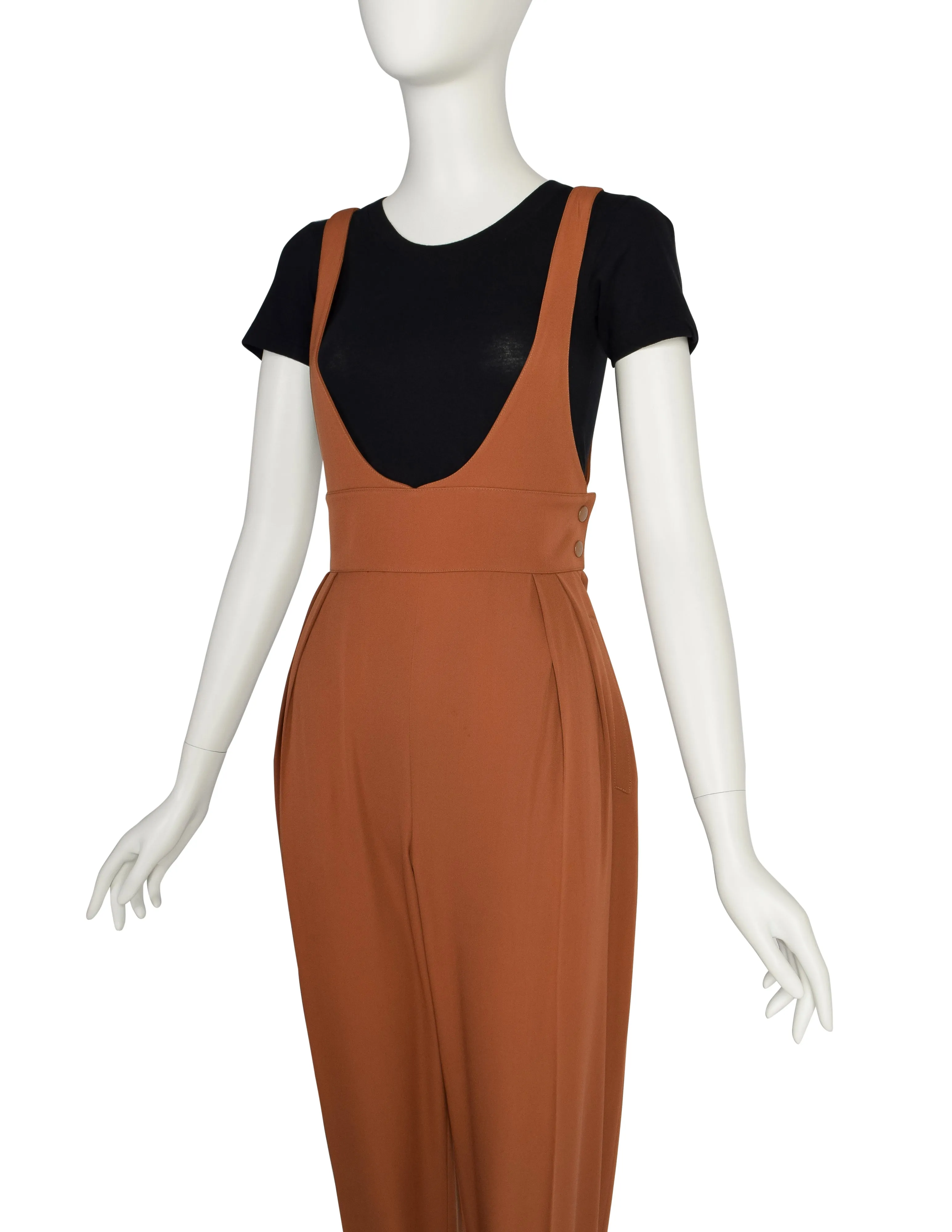 Thierry Mugler Vintage 1980s Terracotta Wool Pinafore Jumpsuit