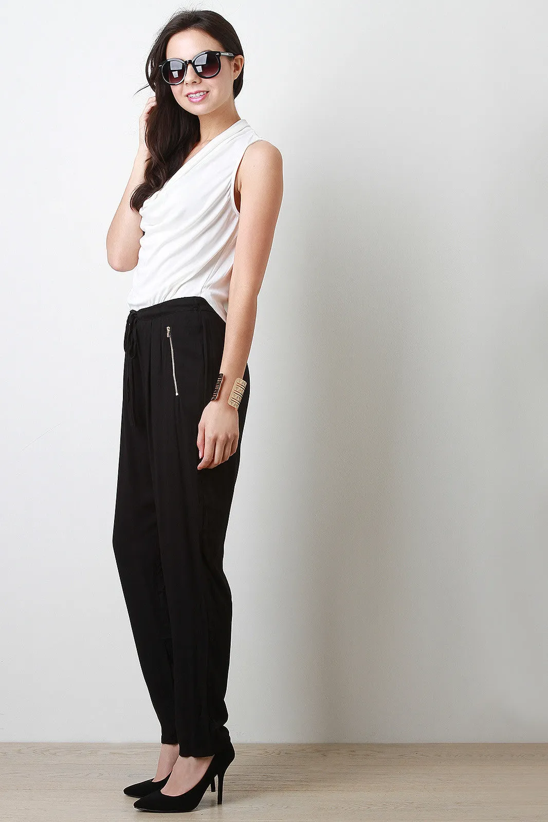 Two Tone Cowl Neck Jumpsuit