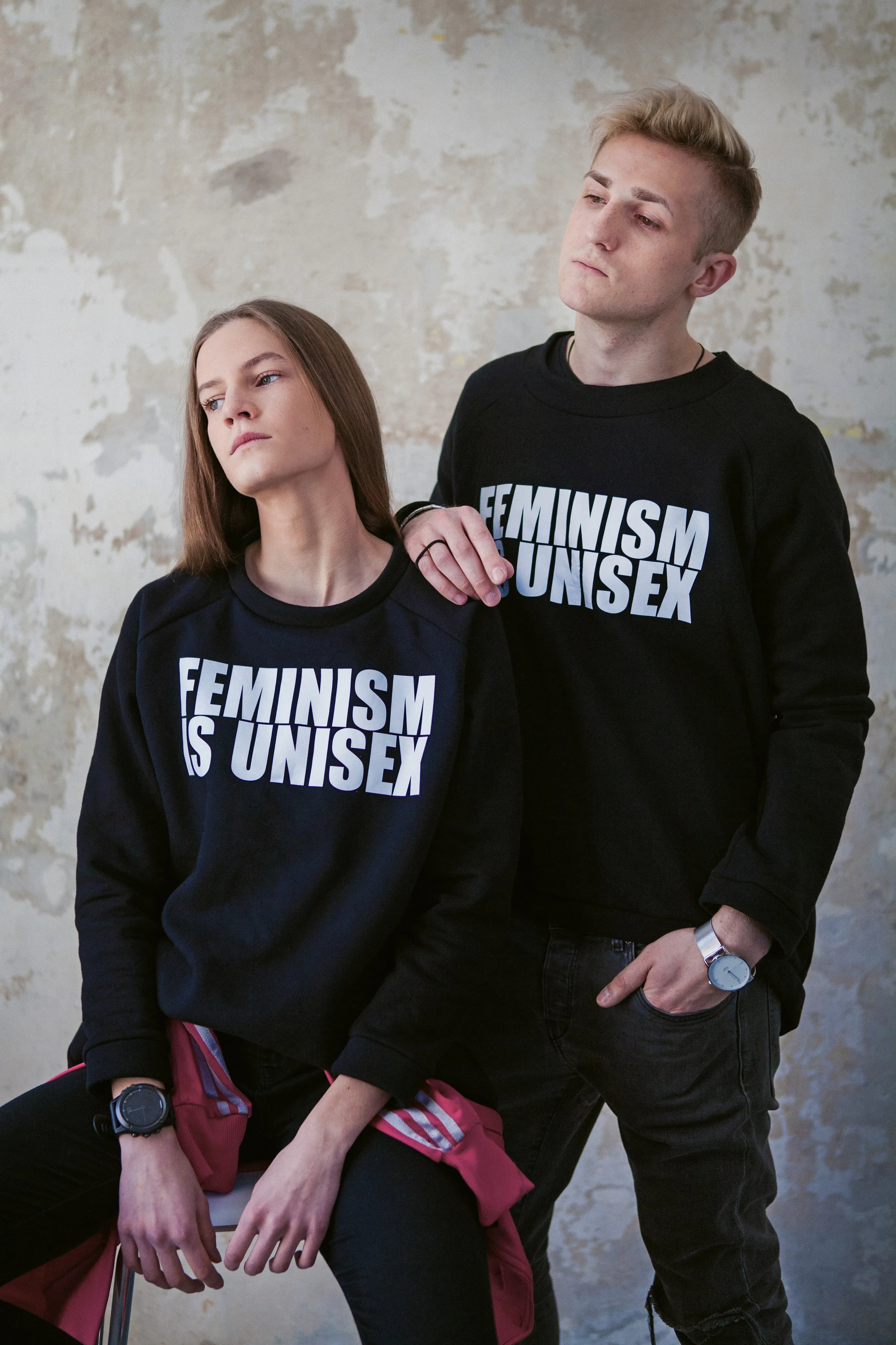 Unisex sweater F=U: Black   white