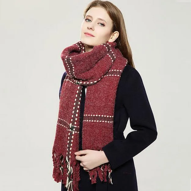 VIGROCK C22 Knit Wool Long Scarf for Women