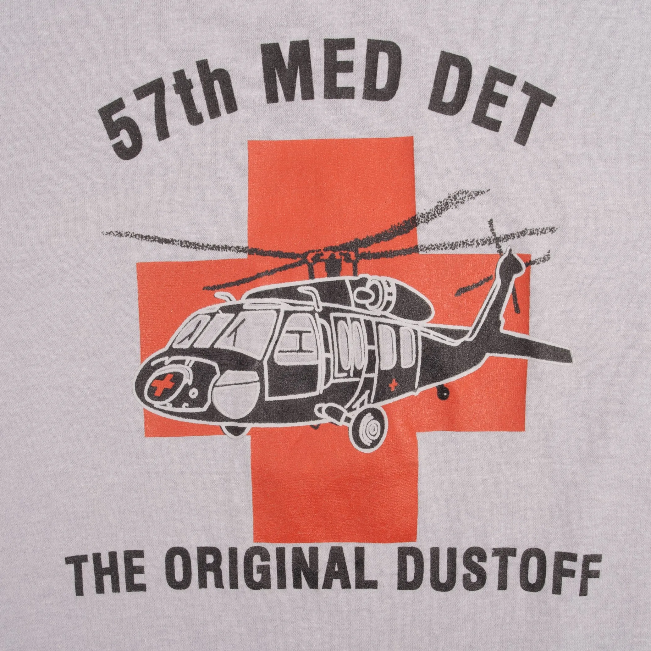 VINTAGE 57TH MEDICAL DETACHMENT ORIGINAL DUSTOFF TEE SHIRT 1980S SMALL MADE USA