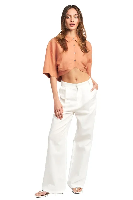 WIDE SLEEVE CROPPED SHIRT