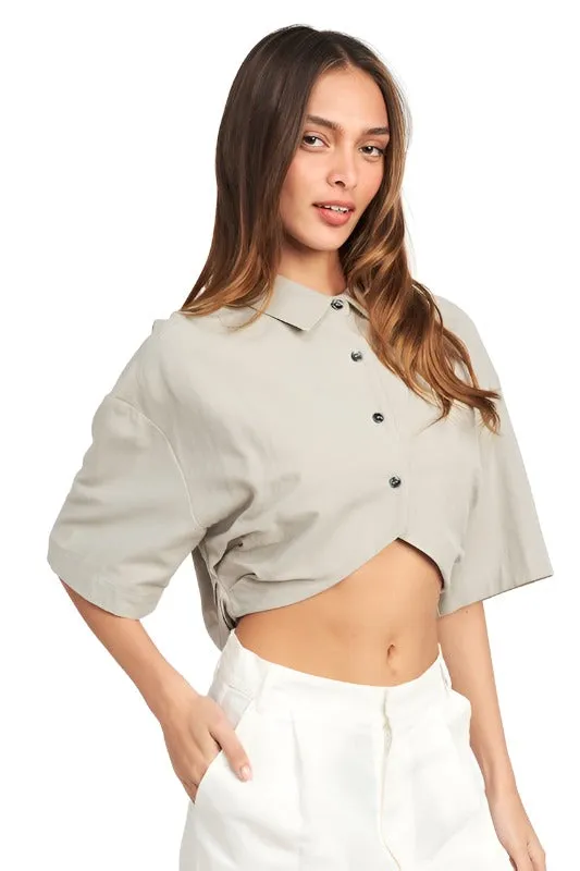 WIDE SLEEVE CROPPED SHIRT