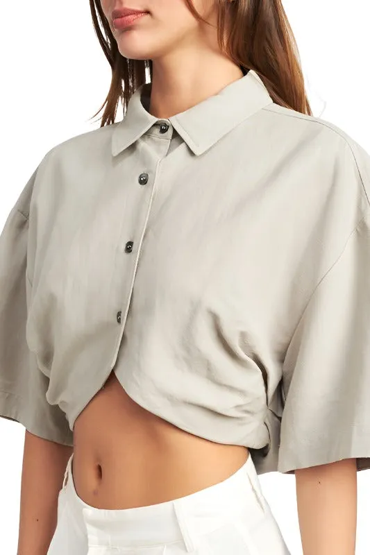 WIDE SLEEVE CROPPED SHIRT