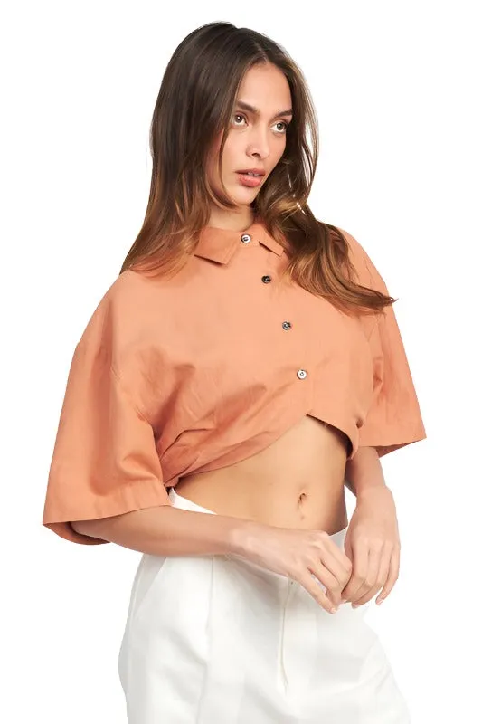 WIDE SLEEVE CROPPED SHIRT