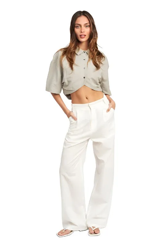 WIDE SLEEVE CROPPED SHIRT