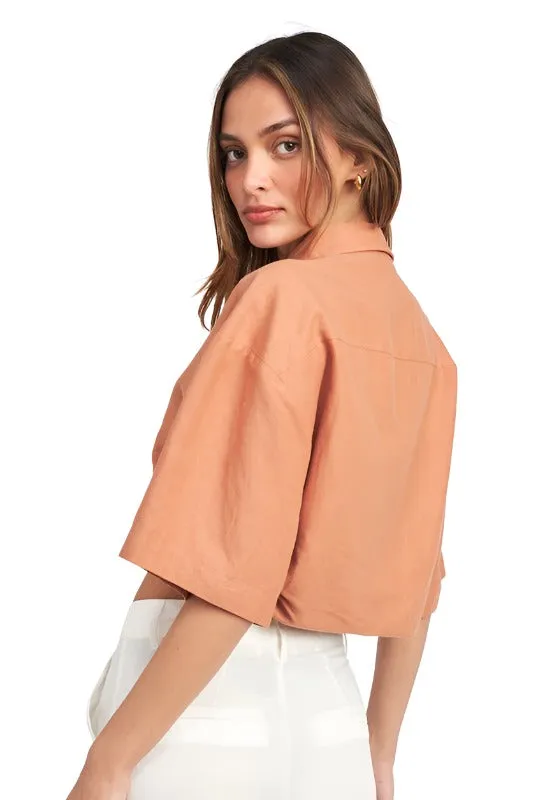 WIDE SLEEVE CROPPED SHIRT