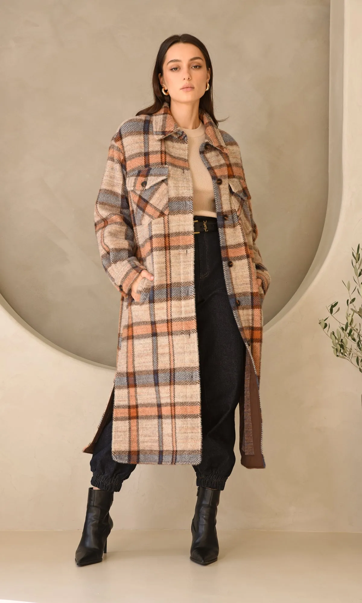 Wilma Plaid Cozy Knit Long Shacket