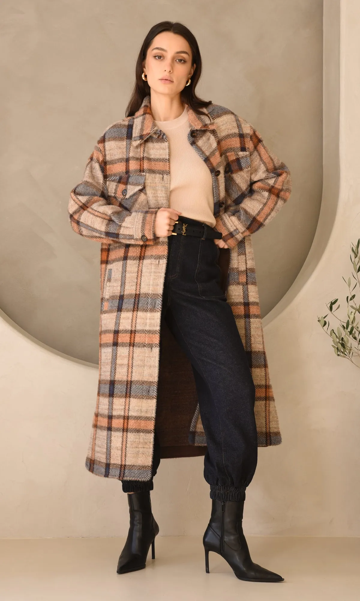 Wilma Plaid Cozy Knit Long Shacket