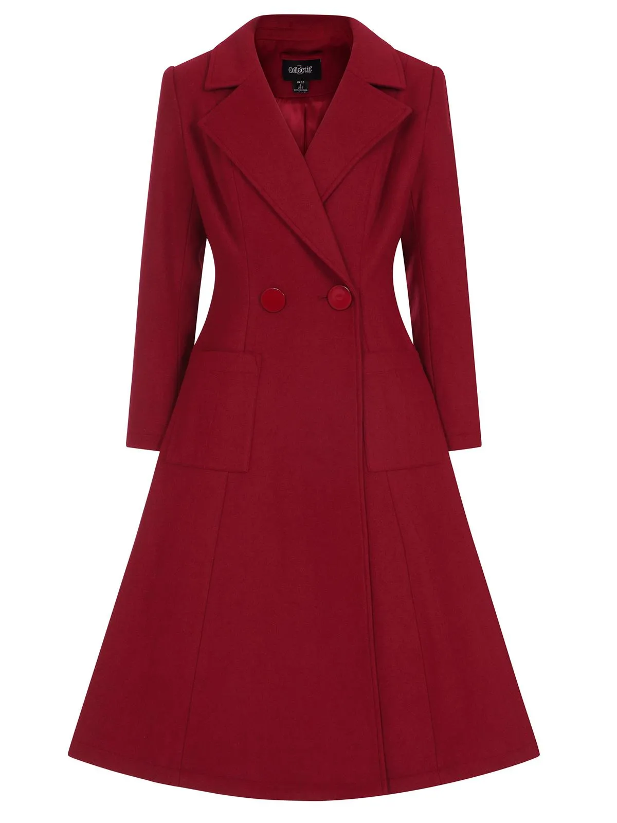 Wine Red 1940s Vintage Style Swing Coat