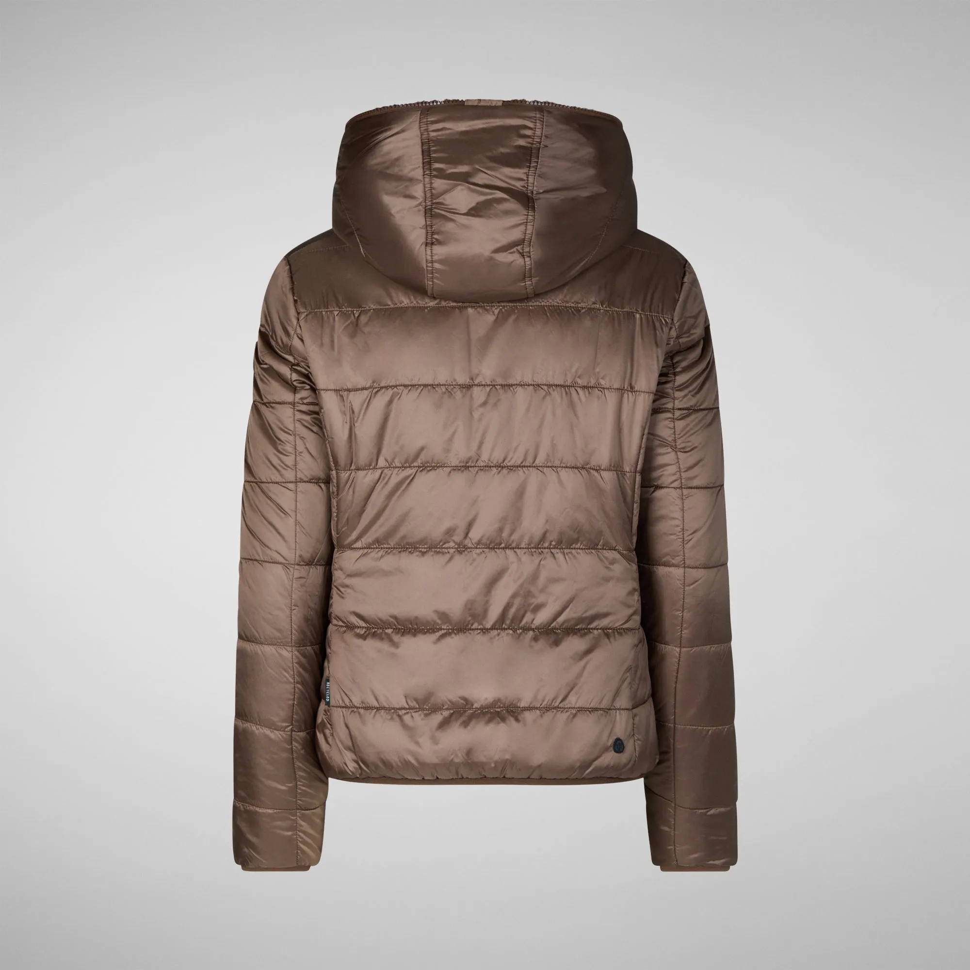 Woman's hooded jacket Laila in teddy brown