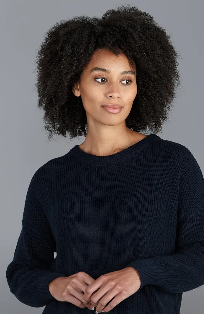 Womens Cotton Ribbed Crew Neck Jumper