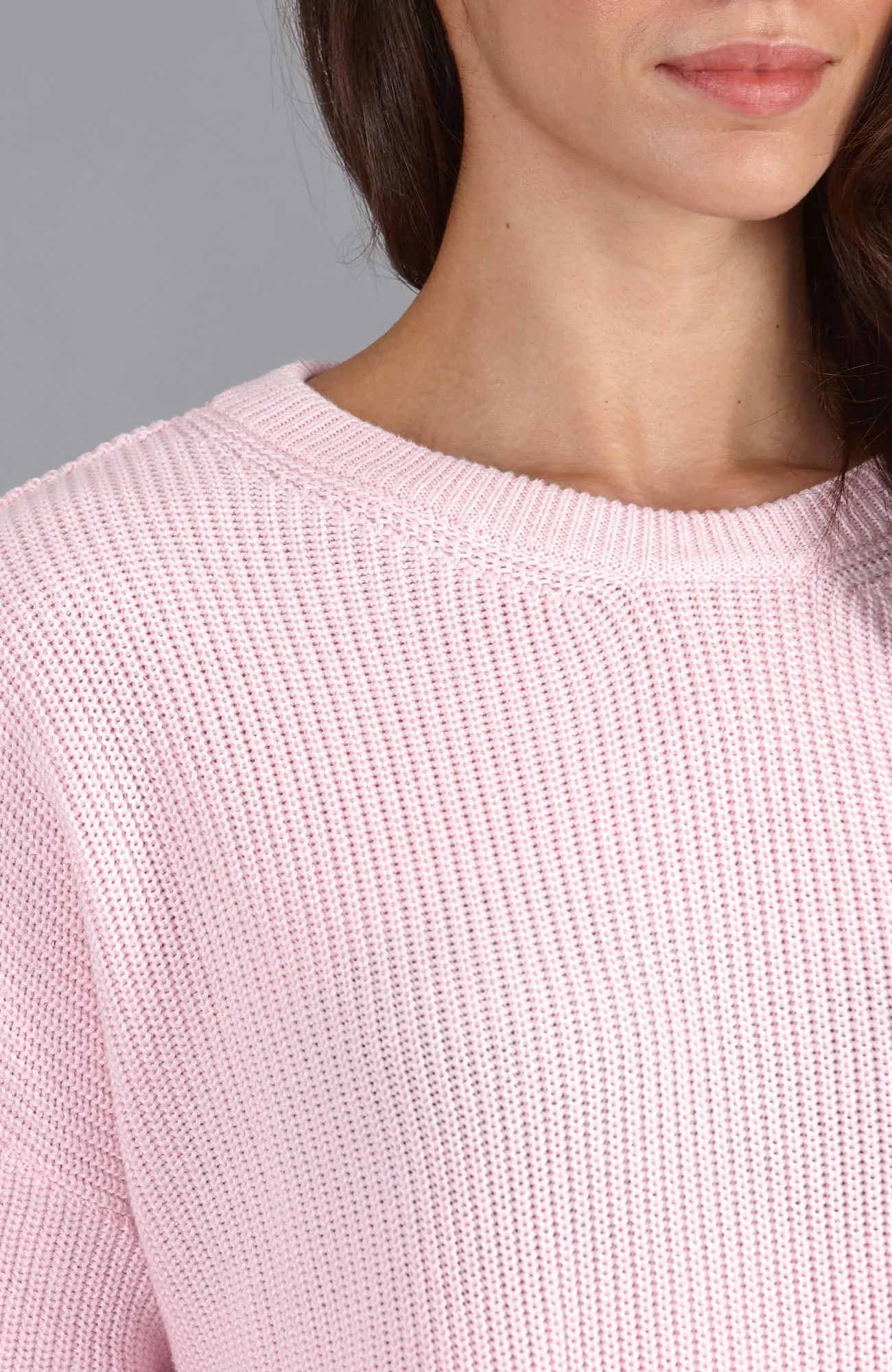 Womens Cotton Ribbed Crew Neck Jumper