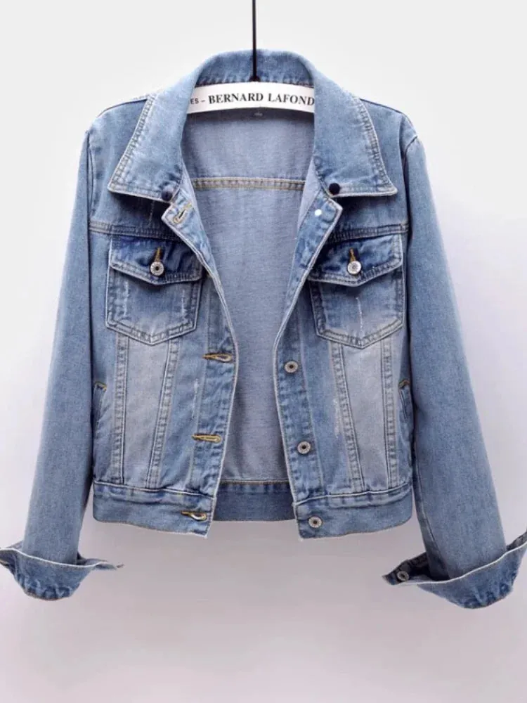 Women's Jacket Denim Coat New in Korean Fashion Slim Versatile Long Sleeve Top Hooded Short Denim Jacket Winter Woman Clothing