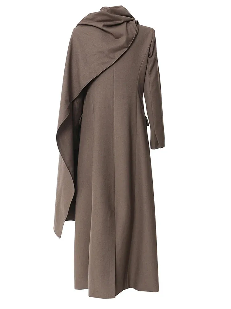 Women's Luxury Scarf Long Trench Coat