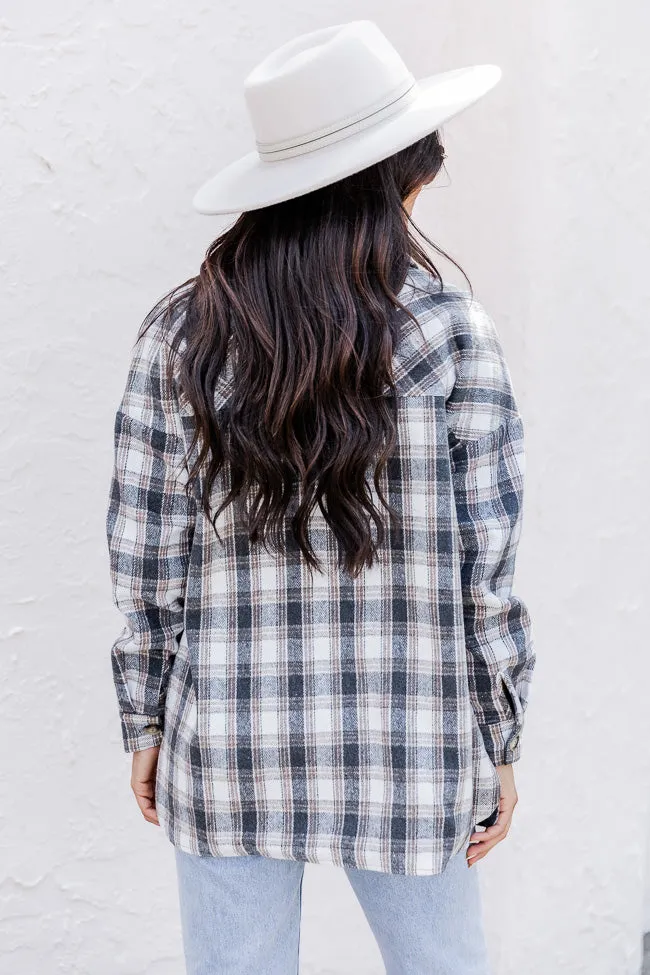 You're All Mine Dark Grey Plaid Shacket FINAL SALE